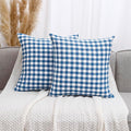 Coastal Decor Light Blue Gingham Plaid Decorative Pillow Covers 20x20 | Set of 2 Blue Pillow Covers 20 x 20, Vintage Farmhouse Cottage Core Decor for Couch Bed, Fundas Para Cojines De Sala Navidad