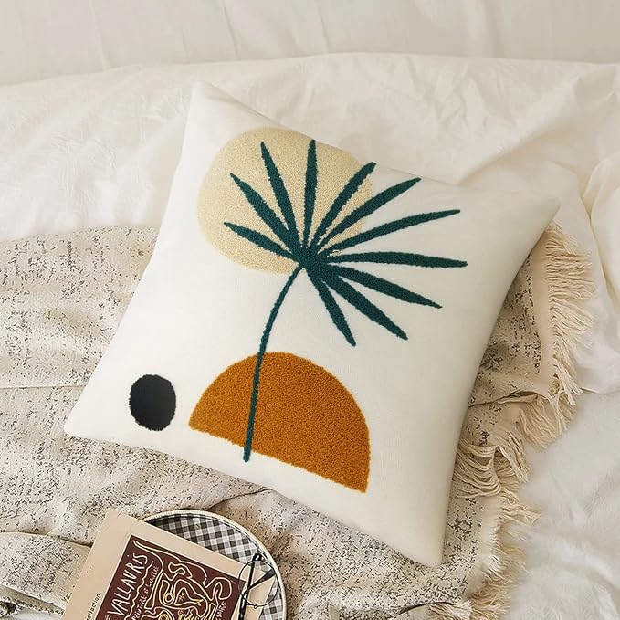 Merrycolor Boho Throw Pillow Covers 18 X 18 Textured Mid Century Modern Throw Pillow Covers Abstract Bohemian Aesthetic Decorative Pillows for Couch Bed Sofa Living Room 1PC