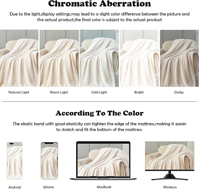NEWCOSPLAY Knitted Throw Blanket for Couch Sofa Bed, Plush-Ivory, 60"x80" | Super Soft Plush, Fuzzy Fluffy Microfiber, Lightweight Cozy Blanket for Room Decor, All Season Use