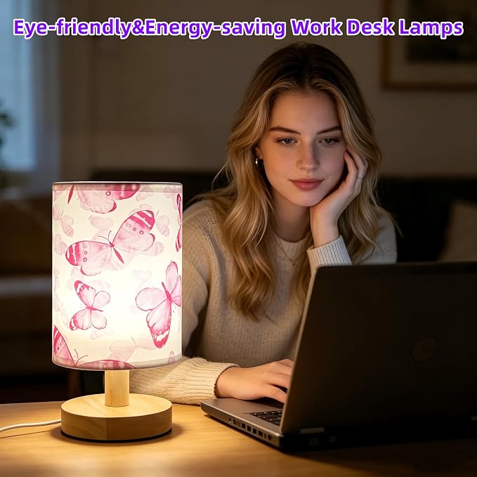 Butterfly Kids Table Lamp for Bedroom Girls Small Dimmable Bedside Lamps