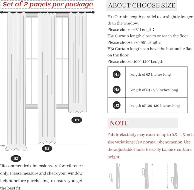 100 Inch Extra Wide Curtains 90 Inch Long Cream Sheer Linen Drapes for Office Large Windows 2 Panels Set, Pinch Pleated Light Filtering Lush Privacy Country Bedroom Curtain for 100"W x 90"L Large Burg