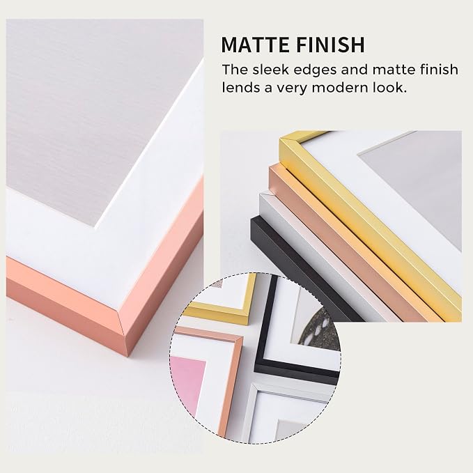 12x16 Metal Picture Frame - Aluminum Picture Frame with Shatter-Resistant Glass - Displays 9x12 Photos with Mat or 12x16 Images without Mat - Ideal for Home or Office Decor(Rose Gold, Pack of 3)