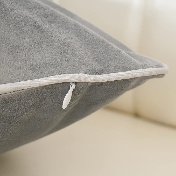 Aeckself Farmhouse Throw Pillow Cover 20 x 20 Inch, Velvet Embroidery Leaves Square Pillow Cover Luxury Modern Decorative Pillowcase for Couch Living Room Bedroom, Gray White