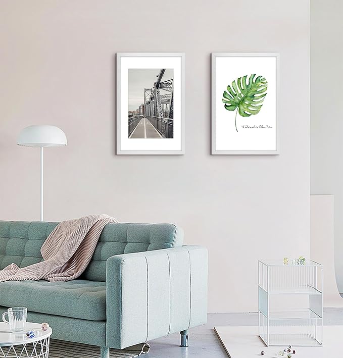 Frametory 16x24 White Picture Frame with Real Glass Mat for 12x18