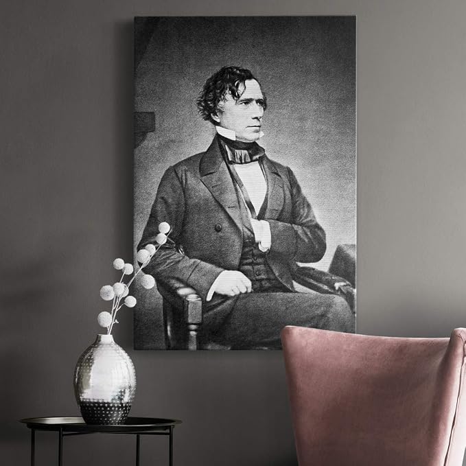 Renditions Gallery Franklin Pierce Presidental Portrait Wall Art, Premium Gallery Wrapped Canvas Decor, Ready to Hang, 18 in H x 12 in W, Made in America Print
