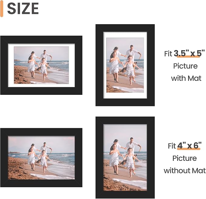 upsimples 4x6 Picture Frame, Photo Collage Wall Decor Set of 10, Black