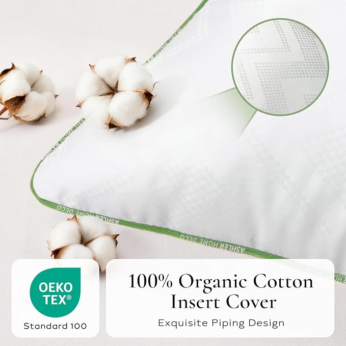 Ashler Throw Pillow Inserts (Pack of 4, White), 28 x 28 Inches Pillow Inserts with 100% Cotton Cover, Indoor Decorative Pillows Inserts for Couch Sofa and Bed
