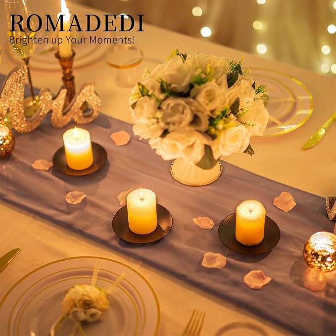 Romadedi 4-Pack Black Iron Candle Plate, Small Tray for Pillar, 4.25 in
