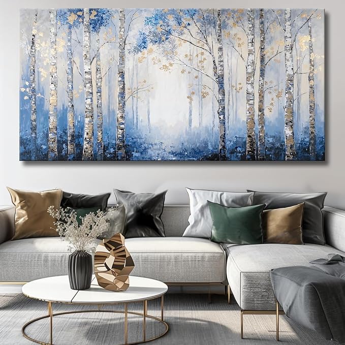 Large Forest Landscape Wall Art Framed Canvas Print for Living Room, Bedroom, Dining Room, Home Office Modern Nature Inspired Decor Ready to Hang for Wall Decoration - 20"x40"