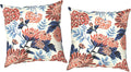 Outdoor Throw Pillow Covers 18x18 Inch, Decorative Pillow Covers for Patio Furniture, Red Chrysanthemum Modern Cushion Cases for Garden Couch Home Sofa, Pack of 2