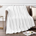 BEDELITE Ribbed Jacquard White Fleece Throw Blanket for Couch, 50x60 Inch | Soft Warm Decorative Fluffy Blanket, Cozy Plush Lightweight Fuzzy Throw Blanket for Bed Sofa Home Room Decor, Gift for Women