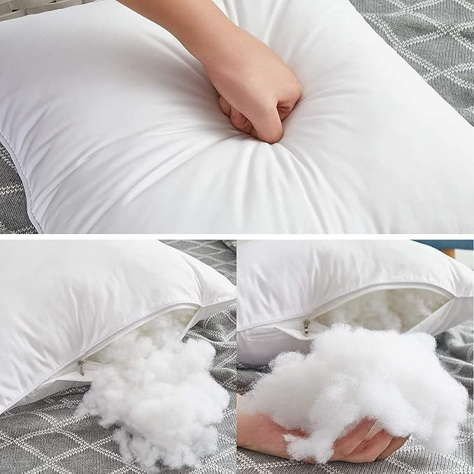 Leeden 12 x 20 Pillow Inserts (Set of 4) - Throw Pillow Inserts with 100% Cotton Cover - Rectangle Interior Sofa Pillow Inserts with Zipper for Sofa, Couch and Home Decor- White