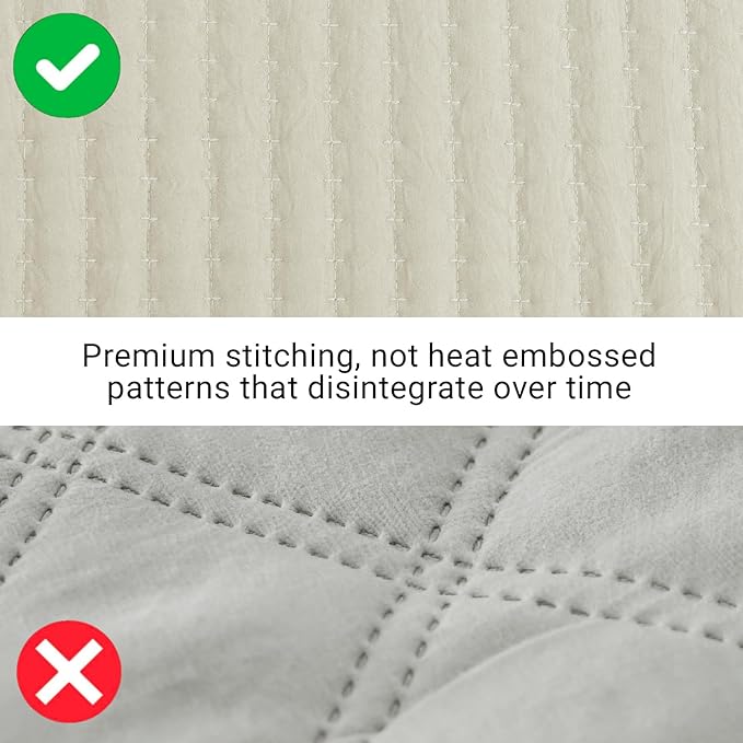 Queen Quilt Lightweight Bedspreads Oatmeal Queen Size Quilt Bedding Set | Soft Neutral Coverlet with 2 Pillow Shams for All Seasons, Suitable for Bed, Couch, 3 Pieces, 90"x94"