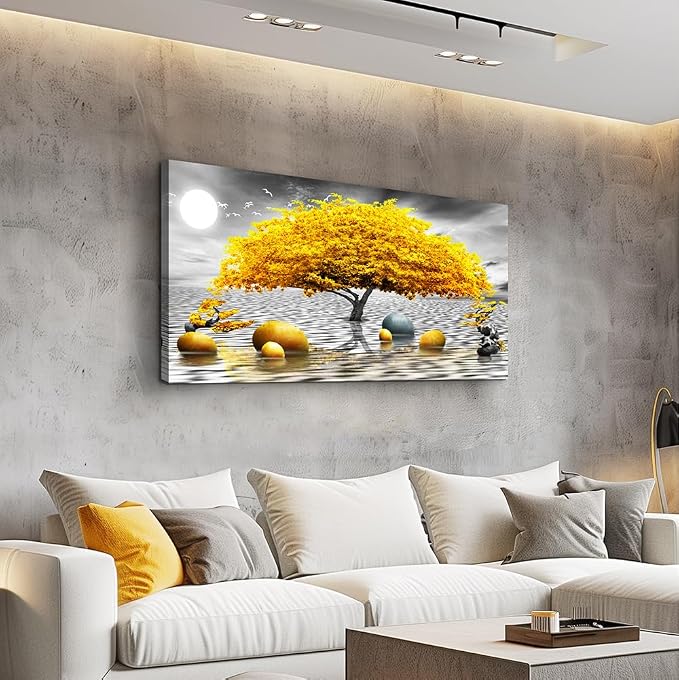 Wall decorations for living room Canvas Wall Art for bedroom Abstract wall decor Black and white Canvas Art Yellow tree paintings bathroom Home Decoration Hang Pictures Office large Wall Artworks
