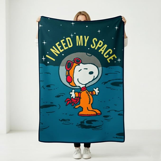 Silver Buffalo Peanuts Snoopy Astronaut, Fleece Throw Blanket, 45x60in | I Need My Space, Outer Space, Moon, Soft and Cozy, 180 GSM
