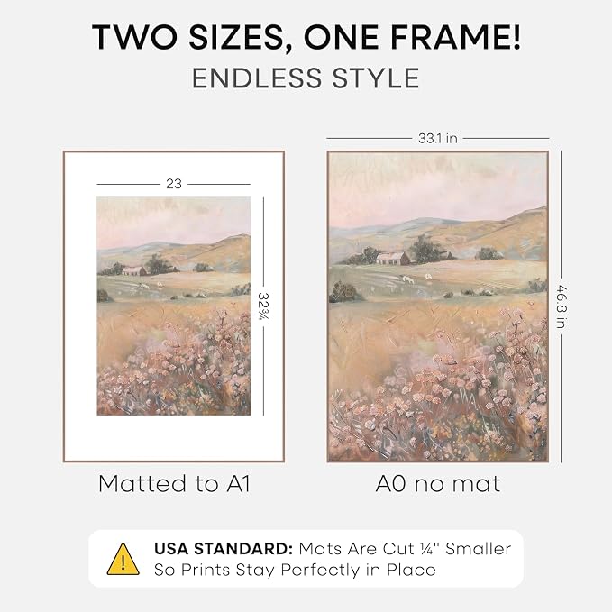 Homeforia A0 Mocha Poster Frame, High-End Metal, A1 Mat, Glass