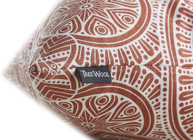TreeWool Mandala Accent Throw Pillow Covers 20x20 Set of 2 (Rust) | Decorative Throw Pillowcases for Sofa & Couch; 100% Cotton Accent Covers Ideal for Spring & Summer Stylish Home Decor