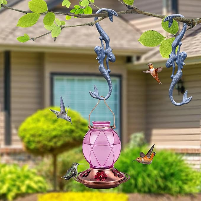 Sungmor Cast Iron Plant Hangers, 2PC Mermaid & 11 Inch Length, Large S Hooks for Hanging Plants, Ceiling Extender Hooks for Hanging Flower Basket, Planter, Macrame Plant Holder, Lantern, Windchime