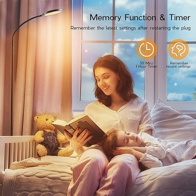 Tenmiro LED Floor Lamps for Living Room, Bright Modern Reading Floor Lamp with Stepless Adjust Color Temperatures & Brightness, Standing Lamp with RF Remote & Touch Control(Pink)