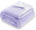 SOCHOW Waffle Sherpa Fleece Throw Blanket, Super Soft Fuzzy Warm, Lightweight Fluffy Reversible Plush Blanket for Bed Sofa Couch, 50 x 60 Inches Lilac