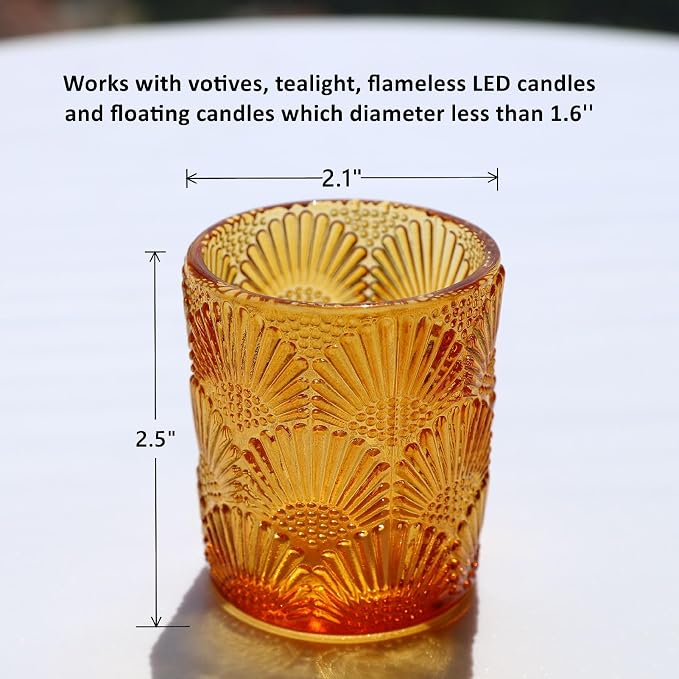 Woho 12pcs Amber Votive Candle Holders, Tealight Holder for Thanksgiving