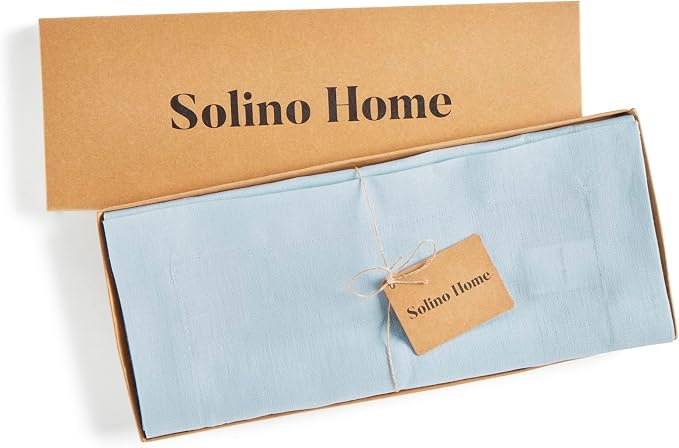 Solino Home 100% Pure Linen Table Runner Ice Water Long, Fete 14 x 144 in | brings a tailored look to family meals and hosting, European flax fibres, handloomed texture, soft, fine, OEKO-TEX Certified