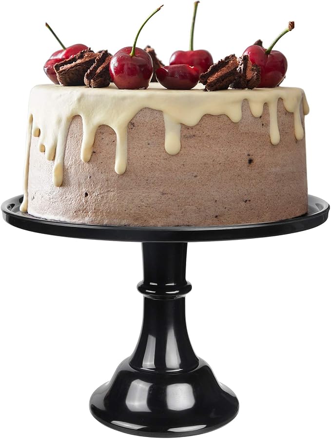 Round Cake Stand Black 11" Melamine Cake Display Stand Dessert Cupcake Display Tray for holiday,Graduation,Wedding,Birthday,Party,Baby Shower,Anniversary,Ceremony,Christmas