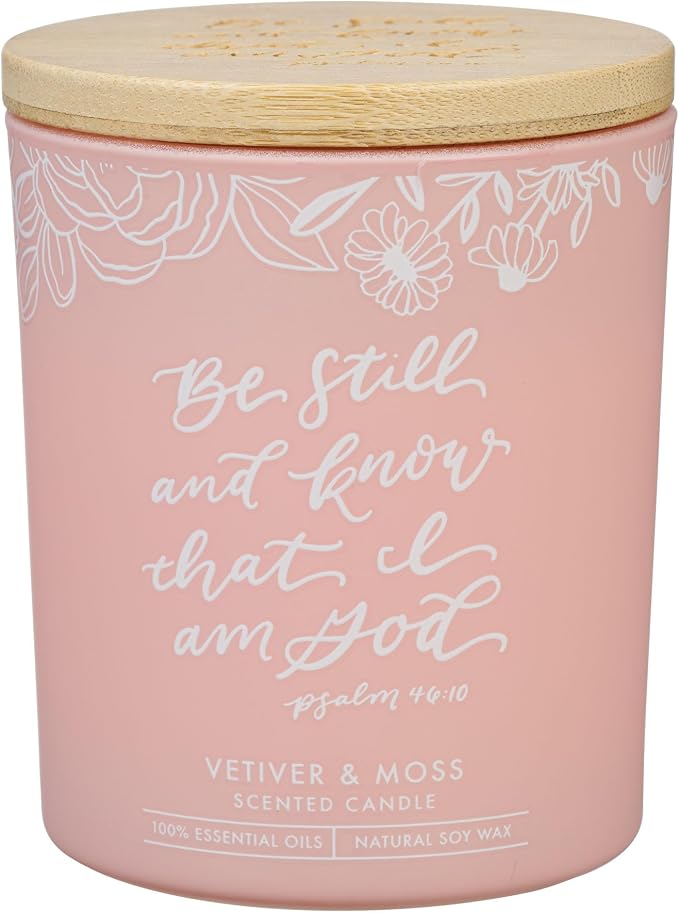 Christian Art Gifts Soy Wax Scented Candle: Be Still & Know Bible Verse
