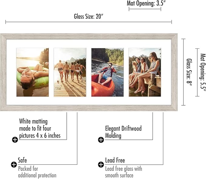 Americanflat 4x6 Collage Picture Frame - Fits 4 - Driftwood