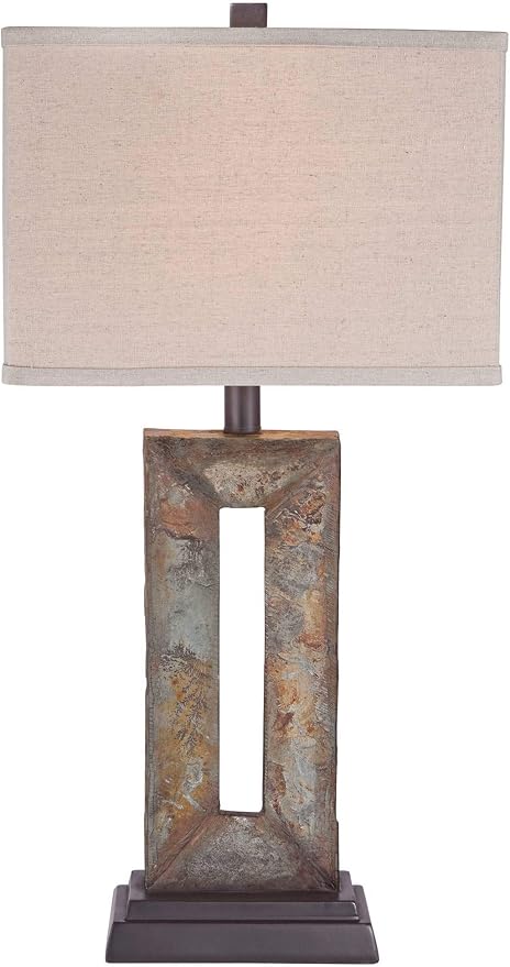 Iron Tahoe 26" Tall Table Lamp Rustic Modern Rectangle Slate