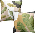 Set of 2 Pack Summer Green Leaves Throw Pillow Covers Jungle Banana Tree Cushion Case Brown and White Black Decorative Pillow Cover Modern Home Decor 22x22 for Sofa Bed Chair