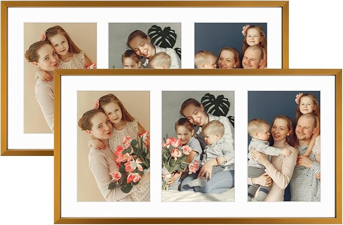 Golden State Art 8.5x16.3 Collage Frame for 3 5x7 Photos Bronze 2 Pack