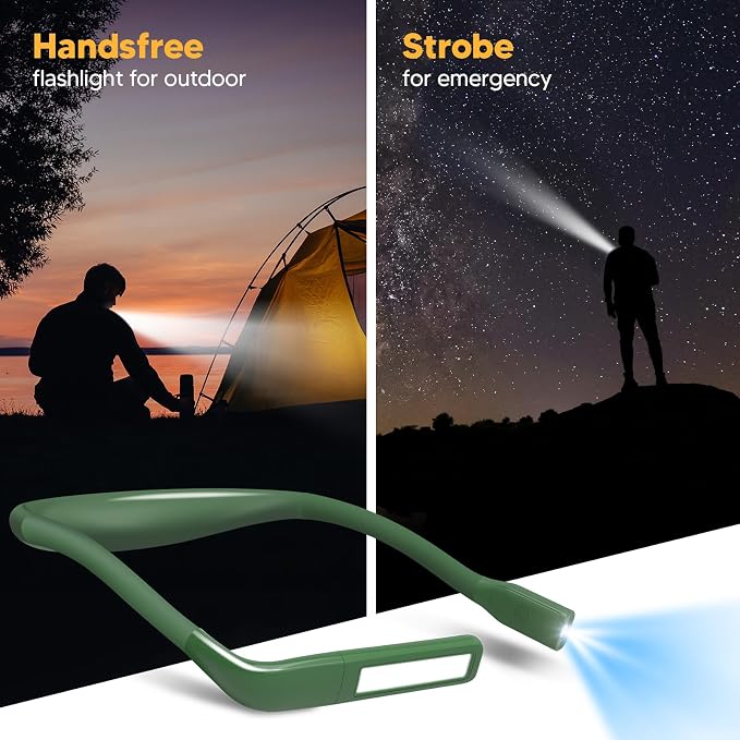 Neck Reading Light, 80-hr Lasting Rechargeable Book Light Wide Lamp