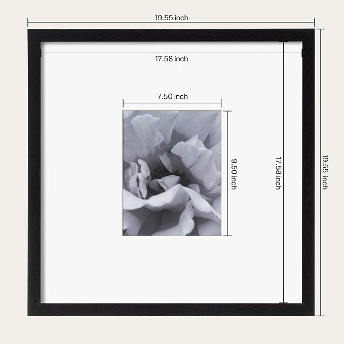 eletecpro Picture Frames Set of 9, 18x18 in, Acrylic Cover, Black | Display 8x10 with Mat or 18x18 without, Square Gallery Collage, Wall Mount, Minimalist Home Decor, Engineered Wood