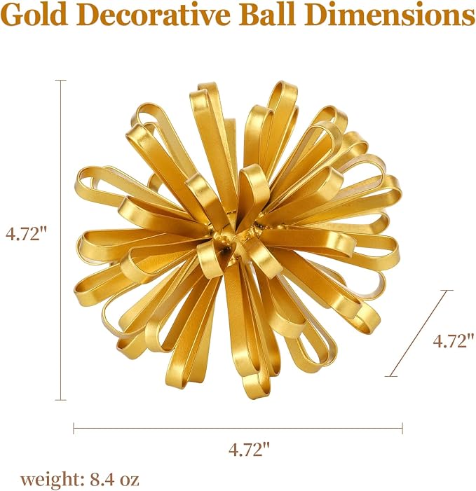 4.72" Gold Metal Floral Tabletop Sculpture