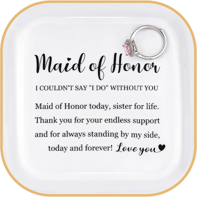 Maid of Honor Sister Ring Dish Trinket Tray Wedding Bridal Shower Gift