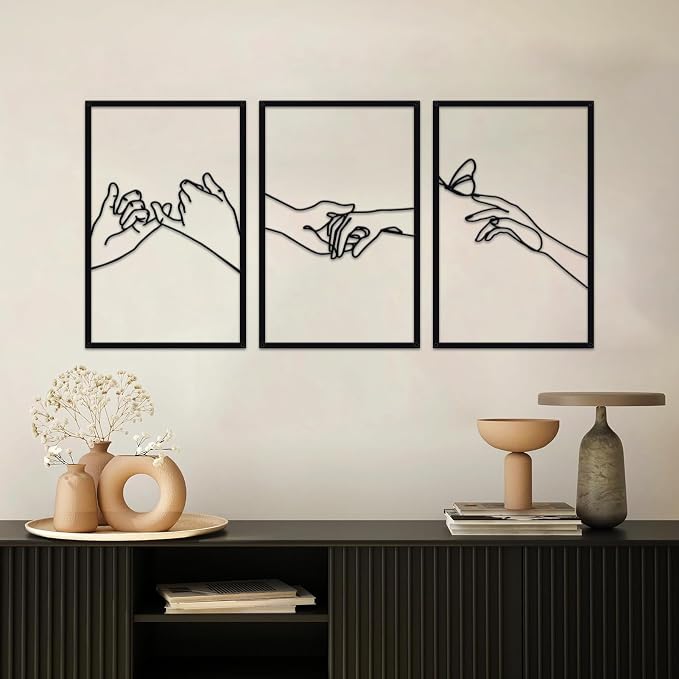 Minimalist Lines Female Body Hand Shape Metal Wall Art Decor,Modern Abstract Line Home Wall Sculptures, Accent Women Hanging Wall Sign for Bedroom Living Room Kitchen Decor | Modern Abstract Line Home Wall Sculptures, Accent Women Hanging Wall Sign for...