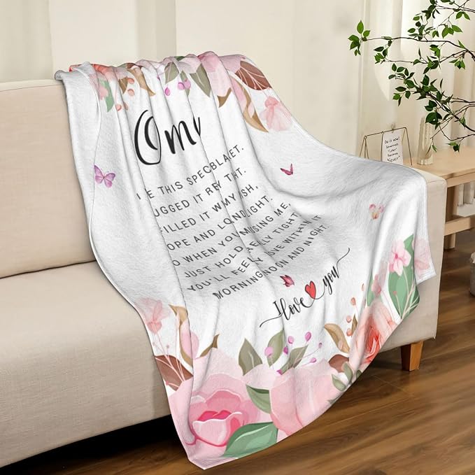 Oma Gifts for Grandma, Oma Gifts from Granddaughter Grandson, Birthday Gift for Oma from Grandchildren, Present for Oma from Grandkids Throw Blanket 60 x 50 Inch