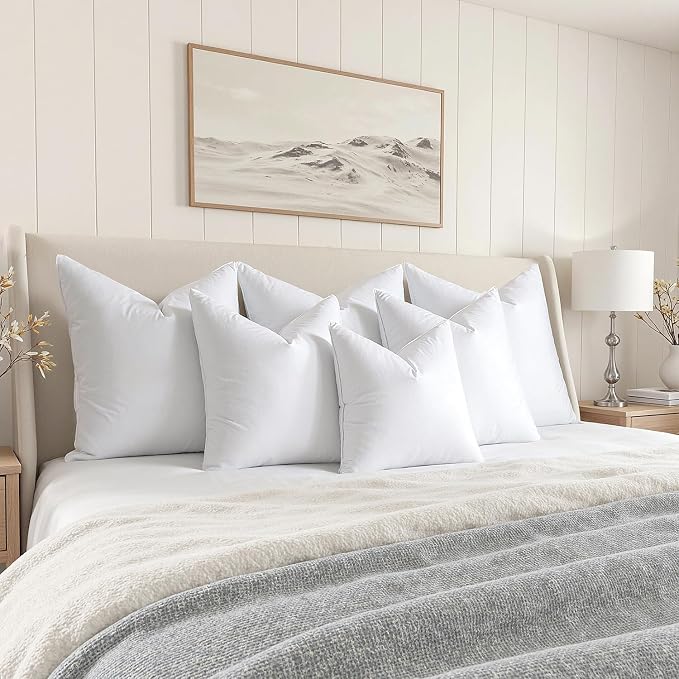 MIULEE 22x22 Feather Down Pillow Inserts Set of 2 Fluffy for Chop Look | Throw Pillows for Bed Couch Sofa, Fluffy Plump and No Smell Feather Down Fills with Down-Proof Cotton Cover