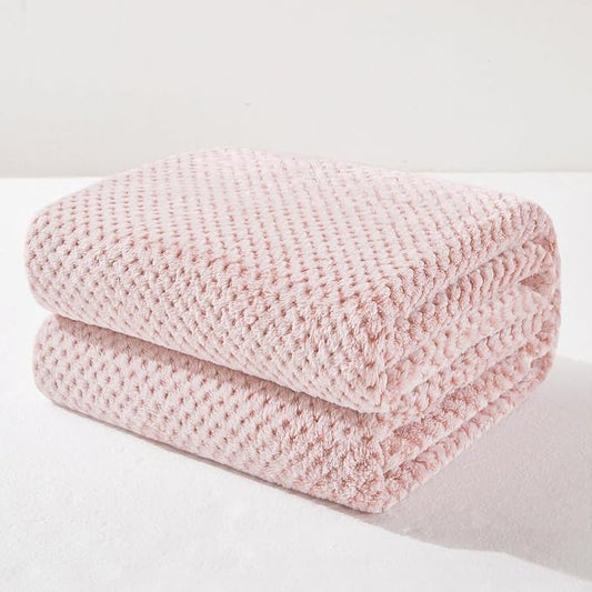 Exclusivo Mezcla Soft Waffle Fleece Bed Blanket King Size, Heather Pink | Lightweight Plush Blanket for Bed, Bedroom, Cozy Flannel with Waffle Texture, Stylish Home Decor, All Season, 104x90 Inches