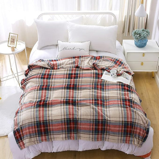 MERRYLIFE Tartan Plaid Throw Blanket for Couch Bed Sofa Throw Size 50" 60" | Grid Pattern, Ultra-Plush Soft, Decorative Colorful Travel Blanket, farmhouse, Gift Choice, Home Pet Use