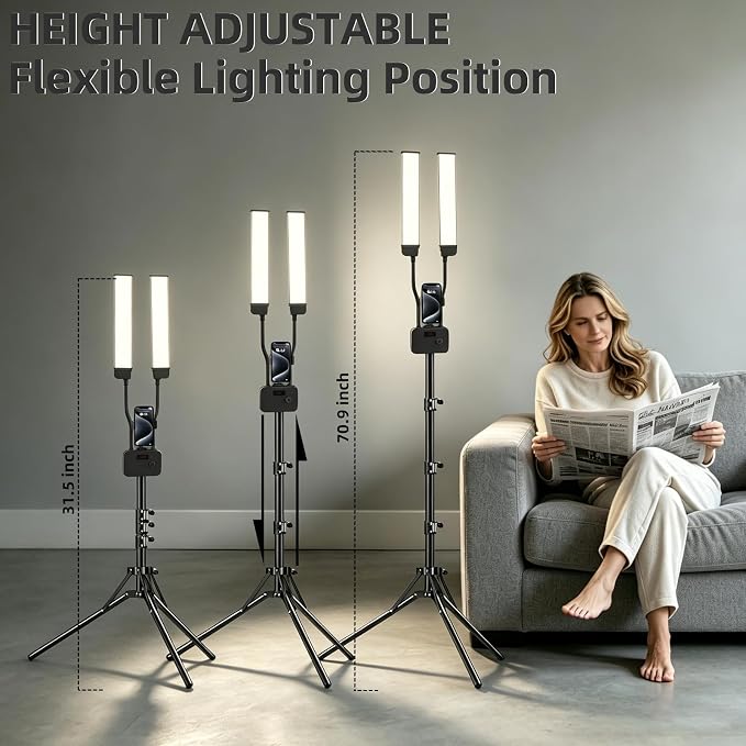 Tattoo Light, Dual Arms Lash Light with Tripod Stand & Phone Holder