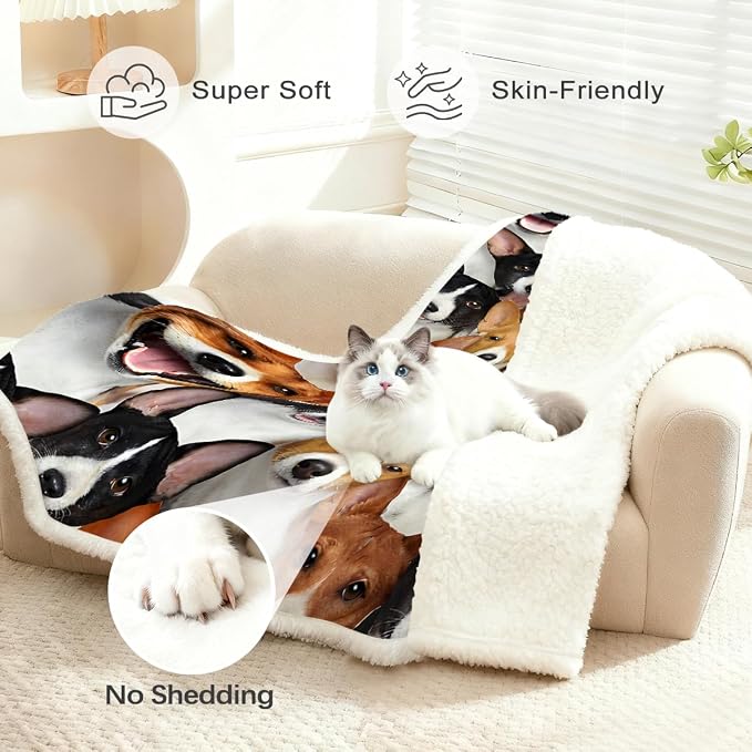 BlessLiving Fuzzy Dogs Blanket Adults Cute Blanket for | Sherpa; Reversible; Kids; BlessLiving Fuzzy Dogs Blanket Adults Cute; for; Puppy; Fleece; Animal; Pattern; Throw; Basenji