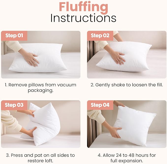 Utopia Bedding 14x14 Pillow Inserts, White Throw Pillows for Couch, 2 Pack | Indoor cushion inserts for bed, sofa & couch, Supportive & fluffy decorative pillows for everyday comfort, Set of 2, White