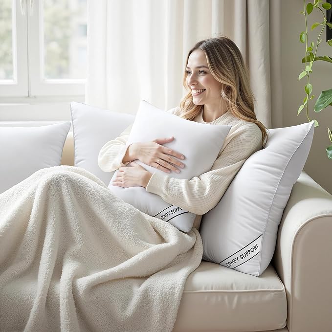MIULEE 26x26 Pillows Inserts Pack of 4, Down Alternative Virgin Filling | Decorative Pillow Insert, Comfy Support Throw Pillows for Sofa Couch Bed