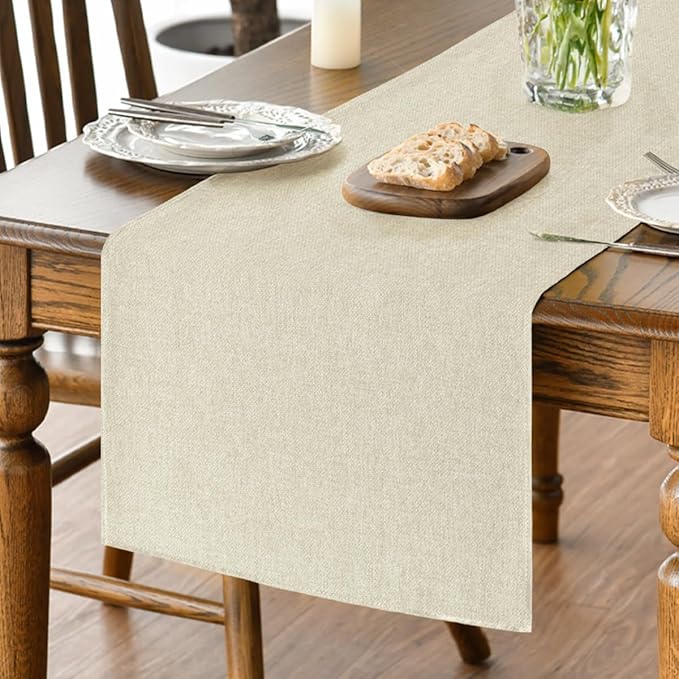 Artoid Mode Beige Table Runner, Seasonal Summer Fall Washable Kitchen Dining Table Decoration for Home Party Decor 13x60 Inch