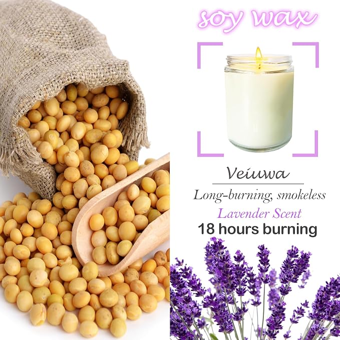 24 Pcs 6 Oz Lavender Scented Soy Candles Set,Mason jar Bulk Candles for Gifts,Aromatherapy Candle,Great Stress Relieving Scented Candle for Girls as a Gift for Birthdays, Weddings and More!