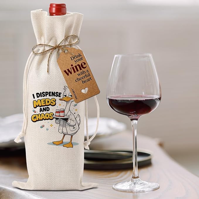 Funny Pharmacist Gifts Cute Goose Pharmacist RX Wine Bag for Women Men