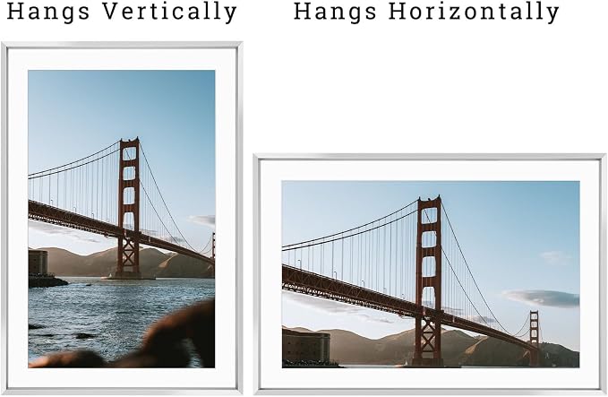 Frametory 13x19 Silver Aluminum Metal Picture Frame Mat for 11x17 Glass