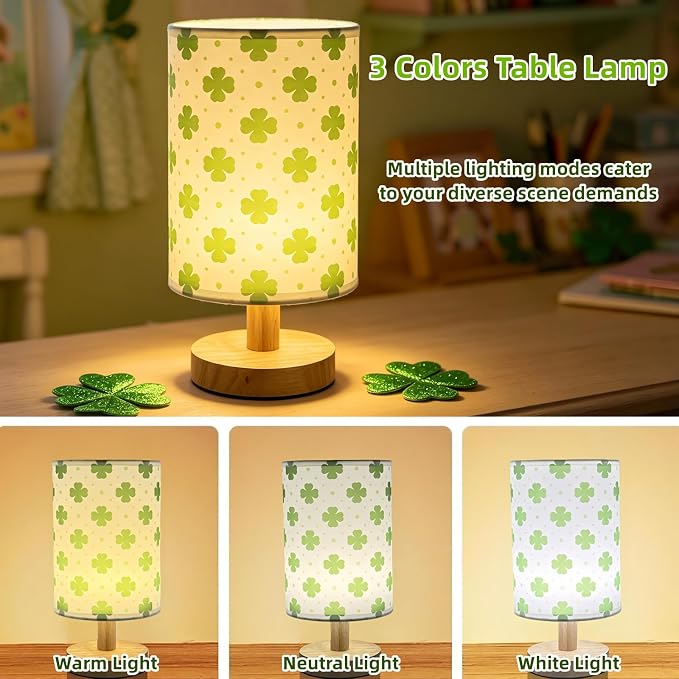 Lucky Four‑Leaf Clover Table Lamp for Bedroom Decor Dimmable Bedside Lamp
